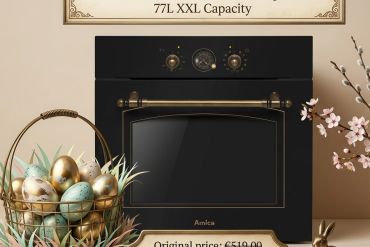 Amica Retro Oven 1197.3EETRDQS Black | 77L XXL Capacity