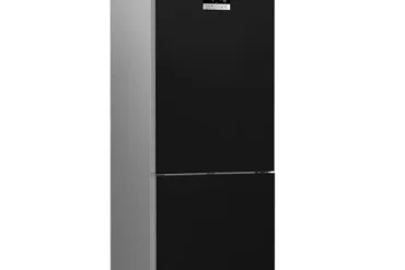 Blomberg MKND 3880 Black Glass Fridge Freezer – Large 192cm x 70cm x 74.5cm Refrigerator & Freezer Combo for Modern Kitchens
