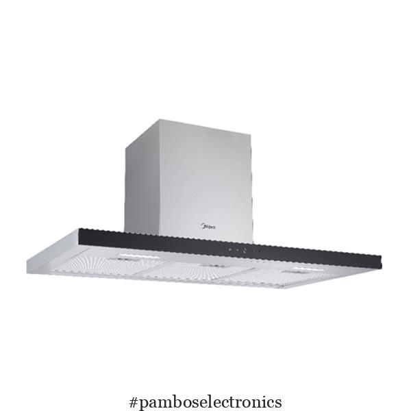 Midea-mh90i4300x-cyp island hood 90 cm, stainless steel with black panel 640m3h