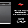 Princess freestanding dishwasher for 13 place settings w60xh85cm silver dws13es