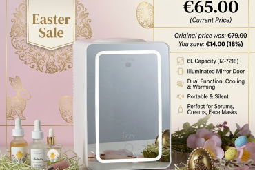 Izzy Mini Fridge 6Lt IZ-7218 – Portable Cosmetic & Skincare Fridge with Mirror